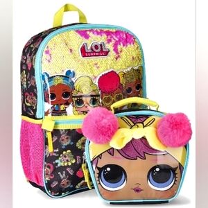 L@@K! Absolutely Adorable MGA LOL B.B Nation Girls 17" Backpack & lunch bag Set